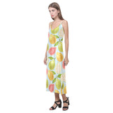 Guava design pattern V-Neck Open Fork Long Dress
