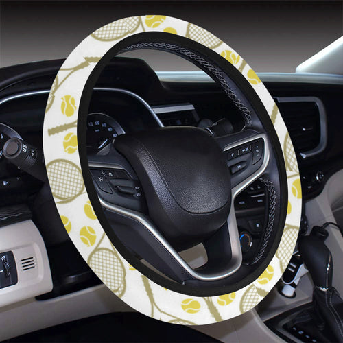 Tennis Pattern Print Design 02 Car Steering Wheel Cover