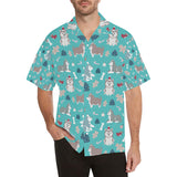 Christmas cute siberian husky puppie pattern Men's All Over Print Hawaiian Shirt