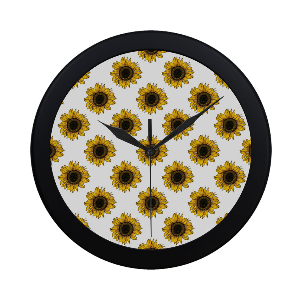 sunflowers design pattern Elegant Black Wall Clock