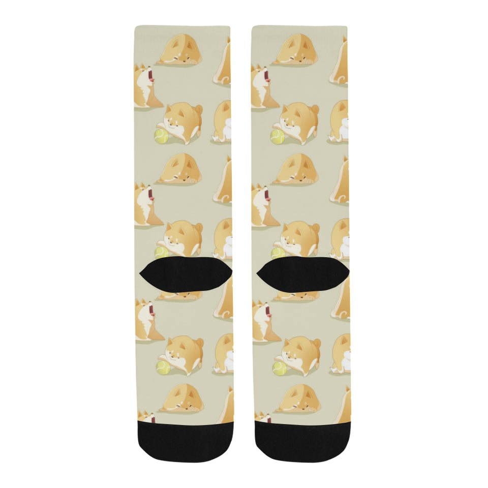 Cute fat shiba inu dog pattern Crew Socks