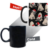 Christmas Pugs Santa_s red cap pattern Morphing Mug Heat Changing Mug