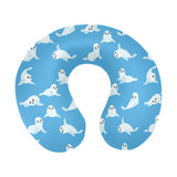 Cute sea lion seal pattern background U-Shaped Travel Neck Pillow
