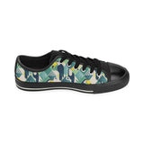 Toucan tropical leaves design pattern Men's Low Top Canvas Shoes Black