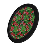 Watermelons tropical palm leaves pattern backgroun Elegant Black Wall Clock