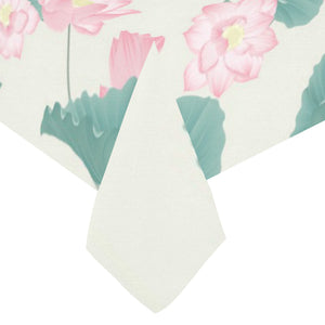 Pink lotus waterlily leaves pattern Tablecloth