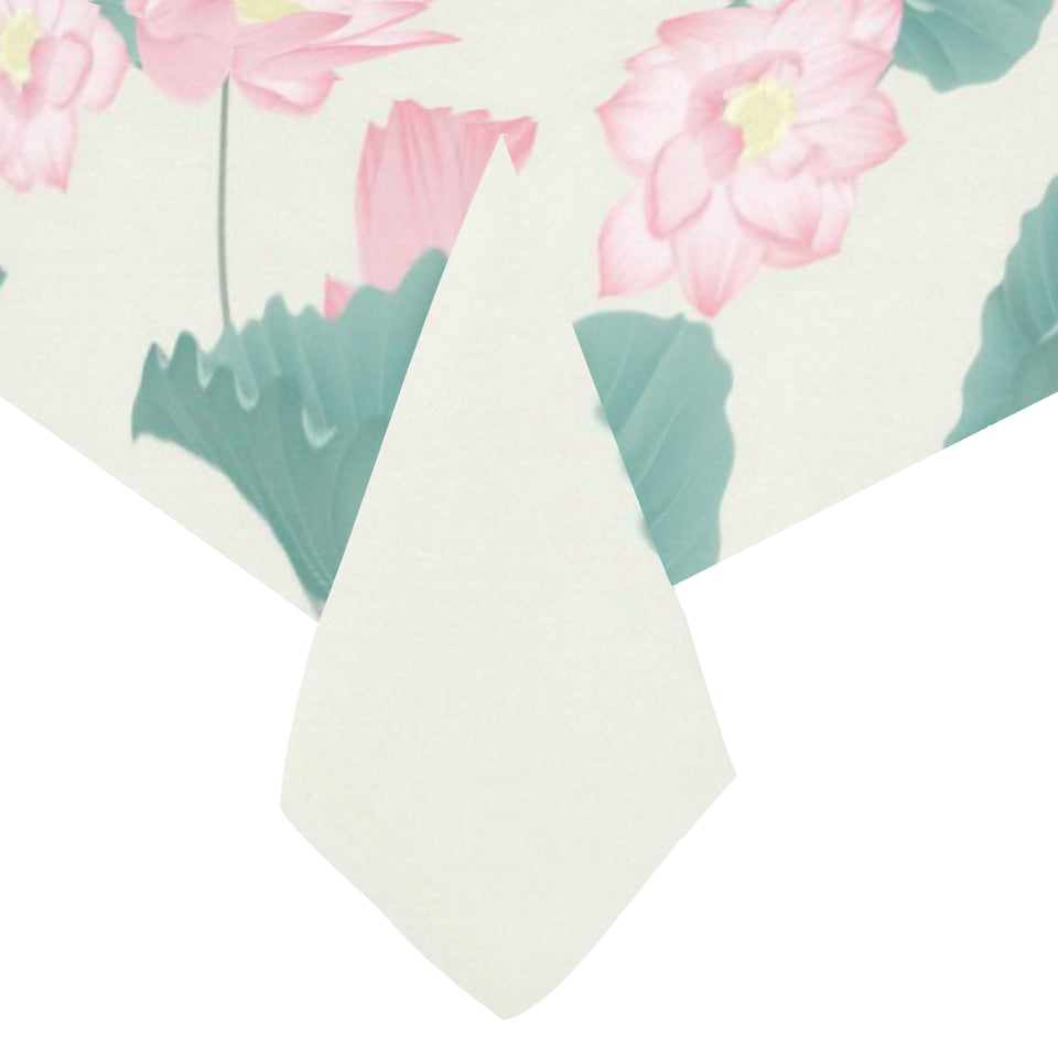 Pink lotus waterlily leaves pattern Tablecloth