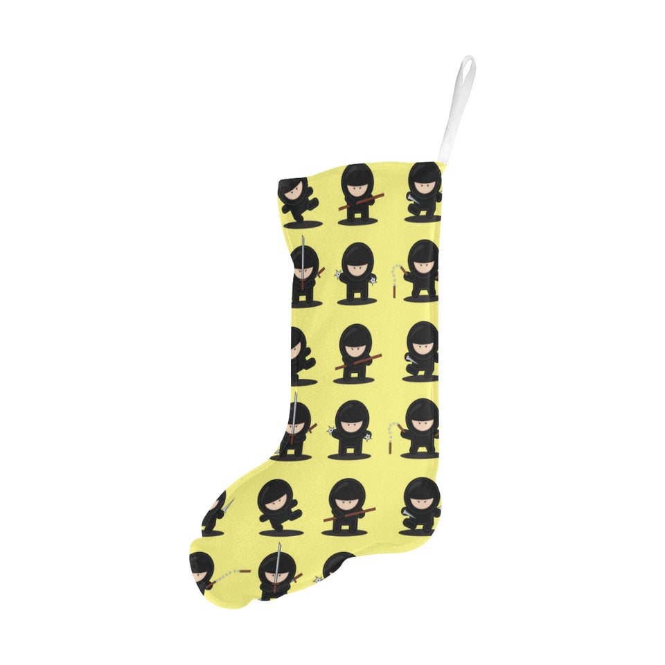 Cute ninja yellow background Christmas Stocking
