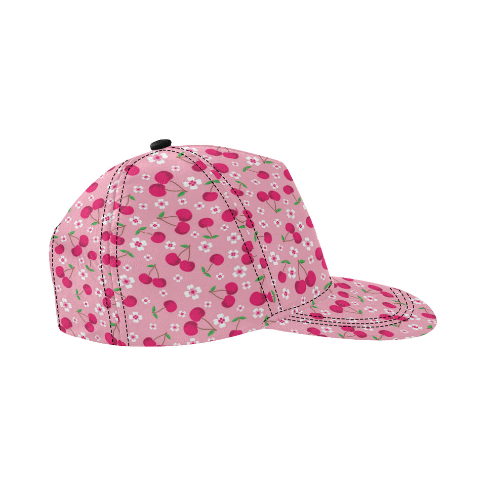 cherry flower pattern pink background All Over Print Snapback Cap