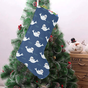 Cute white baby sea lion seal pattern Christmas Stocking