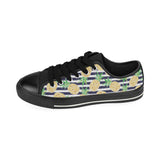 Pineapples pattern striped background Men's Low Top Canvas Shoes Black