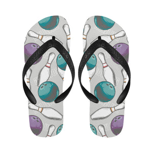 Bowling ball and pin gray background Unisex Flip Flops