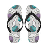 Bowling ball and pin gray background Unisex Flip Flops