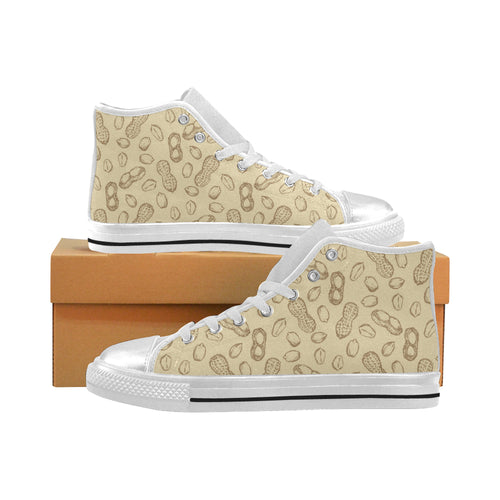 hand drawn peanuts pattern Women's High Top Canvas Shoes White