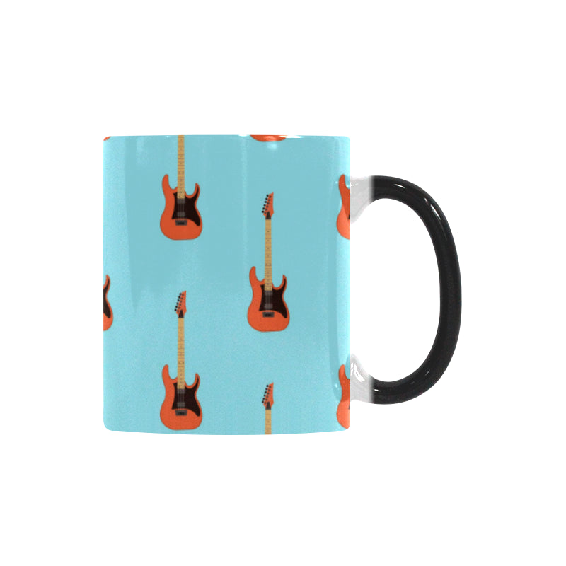 electric guitar pattern light blue background Morphing Mug Heat Changing Mug