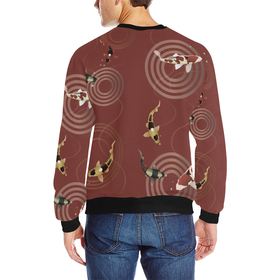 Koi Fish Carp Fish red background Men's Crew Neck Sweatshirt