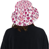 pink sketch tulip pattern Unisex Bucket Hat