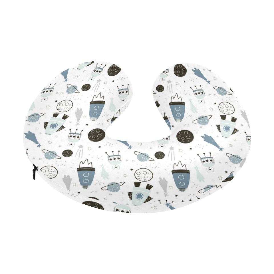 Hand drawn space elements space rocket star planet U-Shaped Travel Neck Pillow