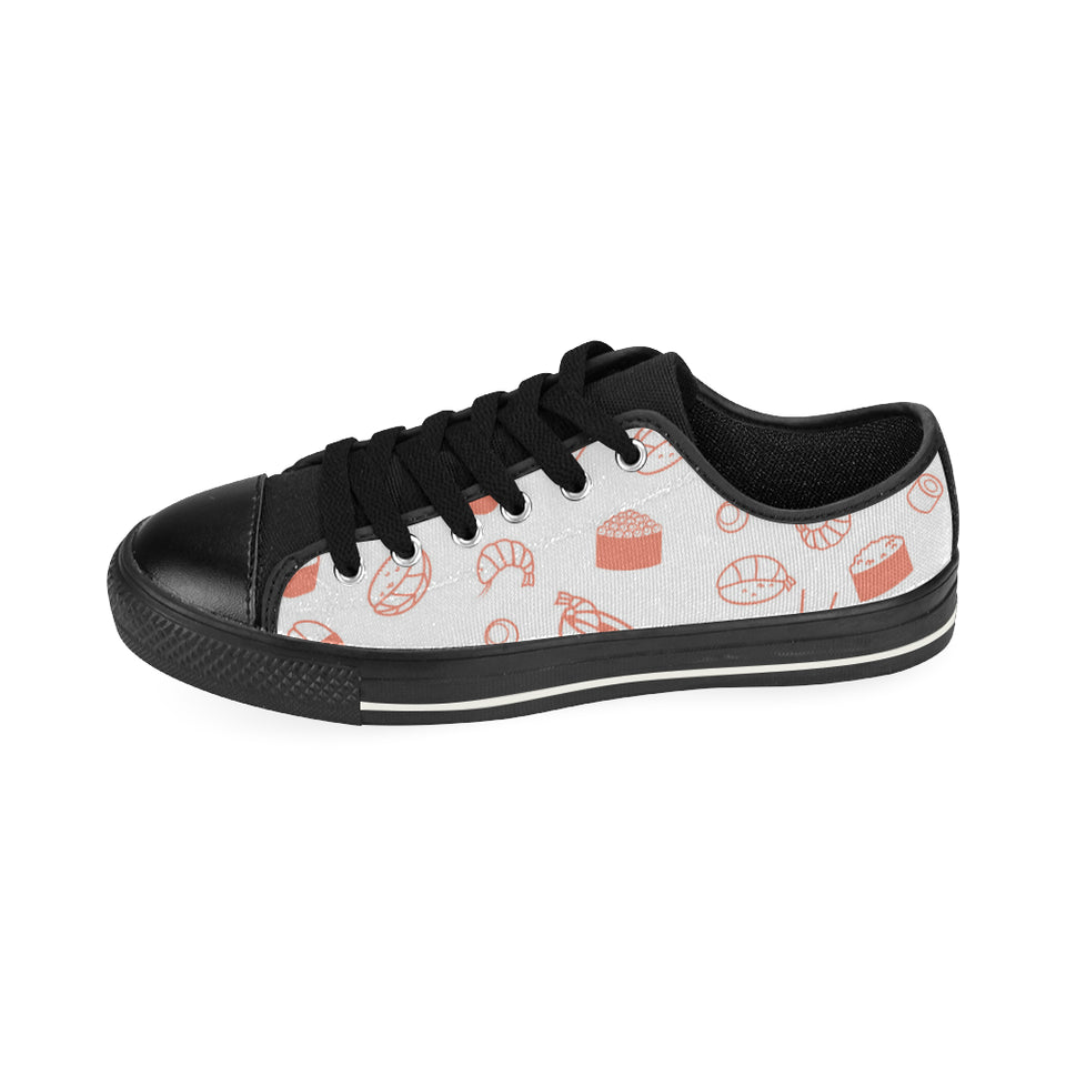 Sushi pattern Men's Low Top Canvas Shoes Black