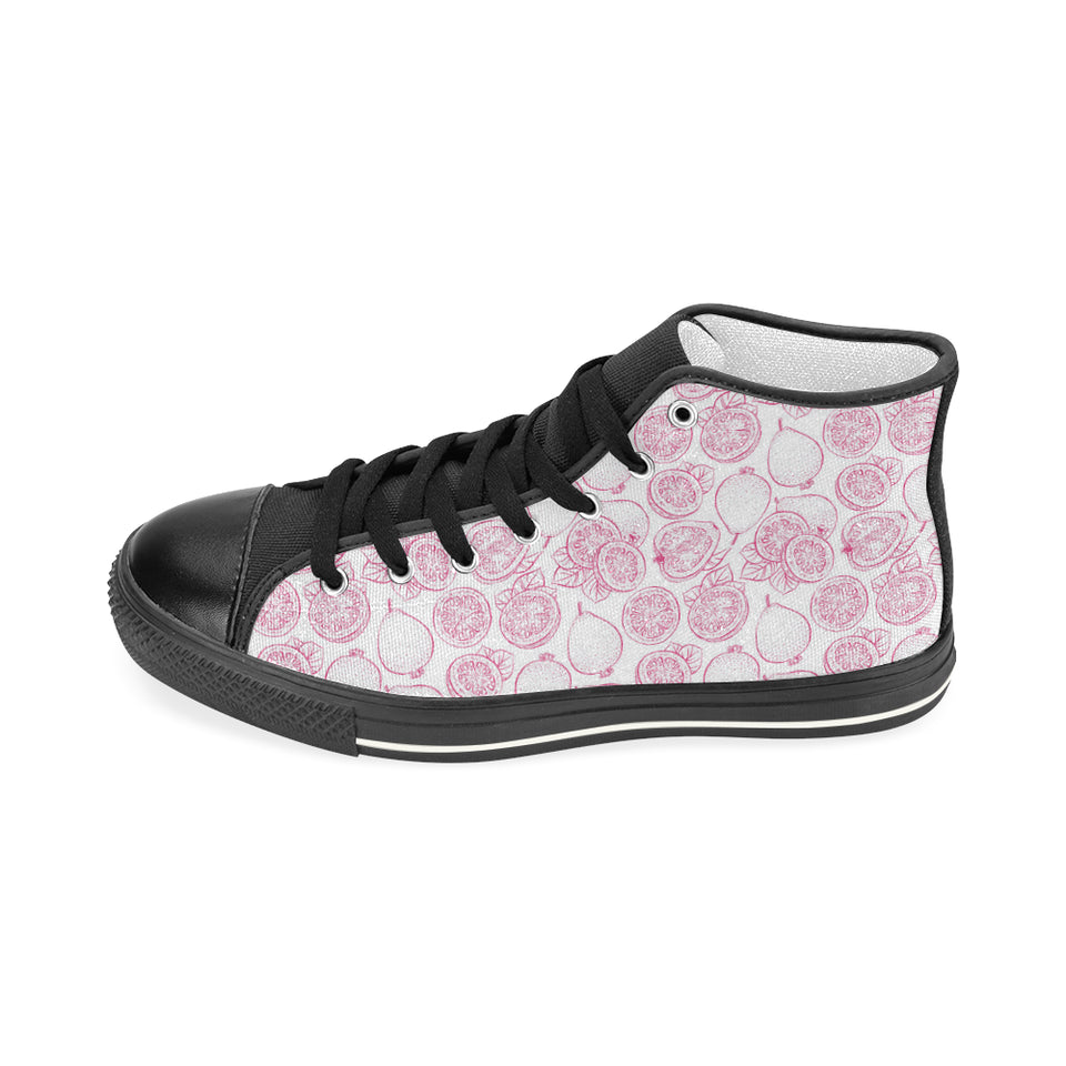 Sketch guava pattern Women's High Top Canvas Shoes Black