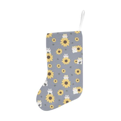 Cute hamster sunflower pattern background Christmas Stocking