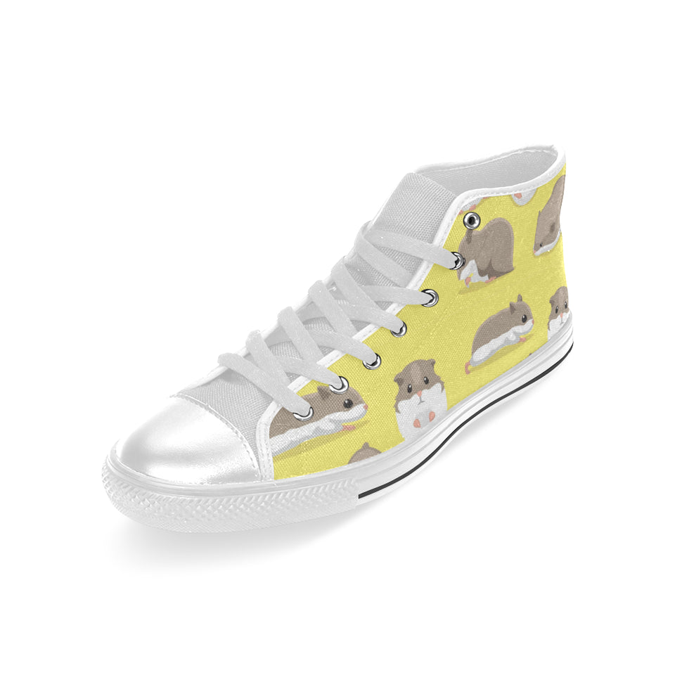 Cute Hamster pattern Men's High Top Canvas Shoes White