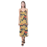 Kangaroo Australian aboriginal art pattern V-Neck Open Fork Long Dress