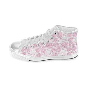 Sketch guava pattern Women's High Top Canvas Shoes White