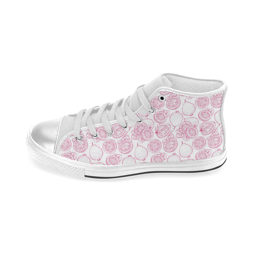 Sketch guava pattern Women's High Top Canvas Shoes White