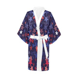 Red blue star pattern Women's Short Kimono Robe