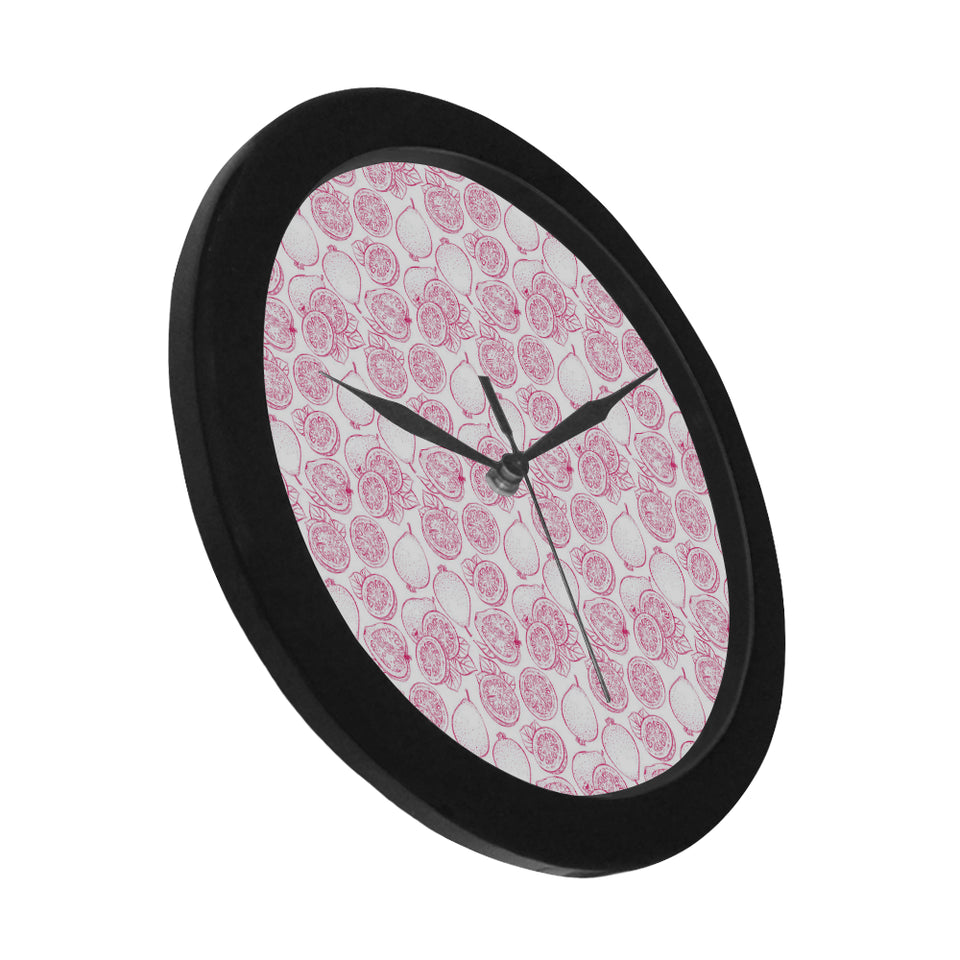Sketch guava pattern Elegant Black Wall Clock