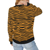 Bengal tigers skin print pattern background Women's Crew Neck Sweatshirt