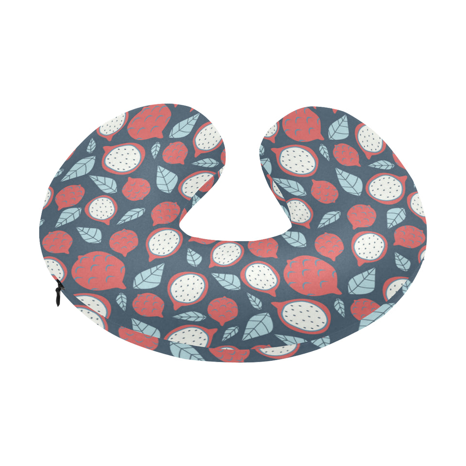 dragon fruits dark blue background U-Shaped Travel Neck Pillow