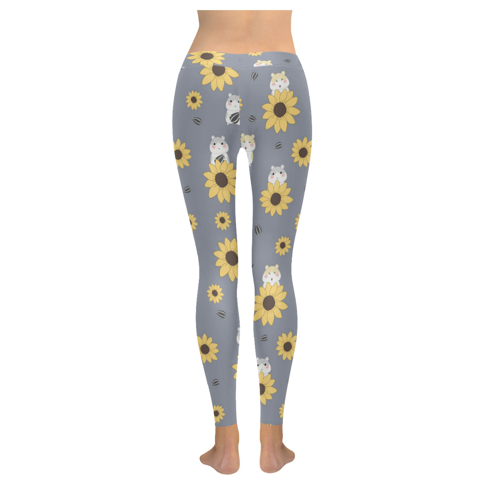 Cute hamster sunflower pattern background Women's Legging Fulfilled In US