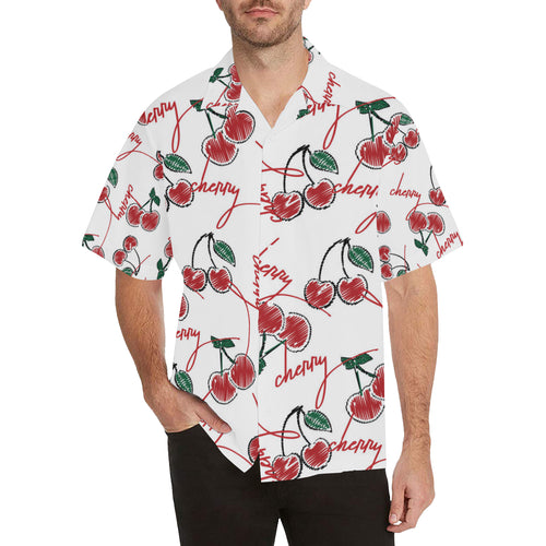 Hand drawn cherry pattern Men's All Over Print Hawaiian Shirt