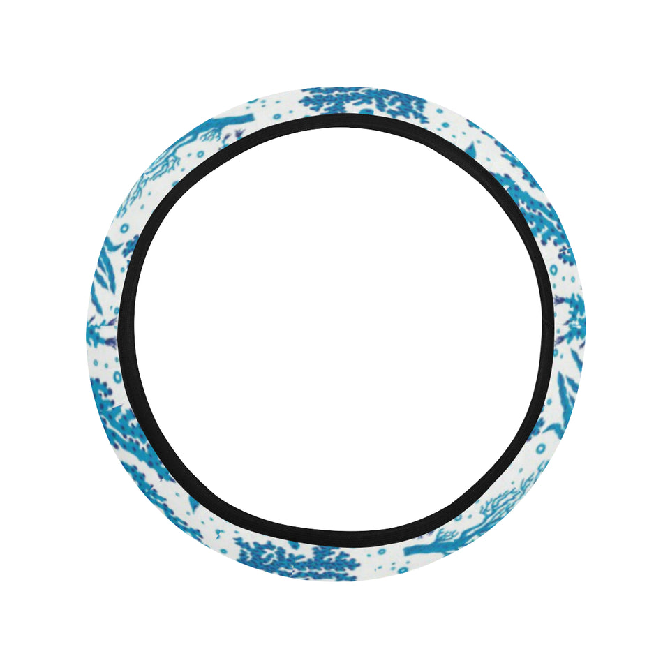 Coral Reef Pattern Print Design 01 Car Steering Wheel Cover