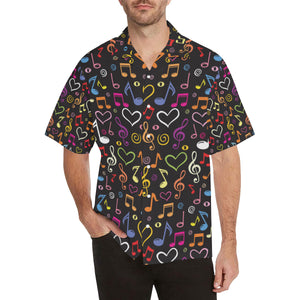 Music Notes Pattern Print Design 02 Men's All Over Print Hawaiian Shirt (Model T58)