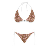 Pink sakura cherry blossom drak brown background Sexy Bikinis Two-Piece Swimsuits