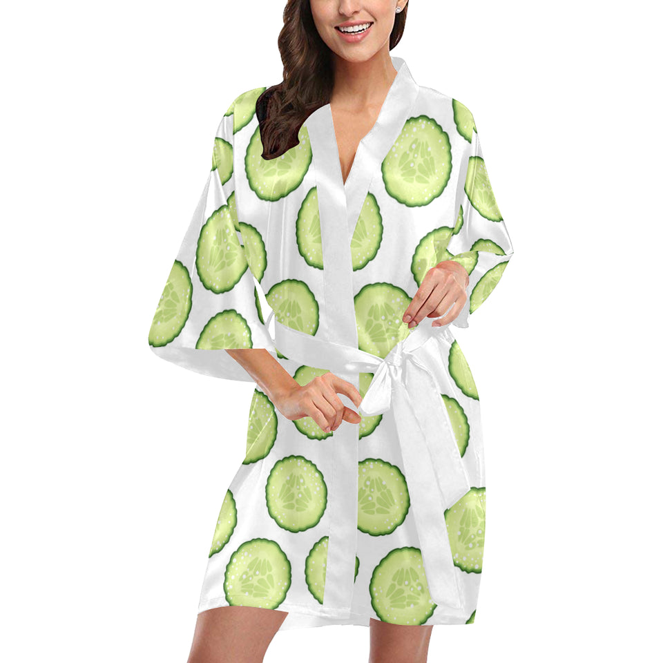 Cucumber slices pattern Women's Short Kimono Robe