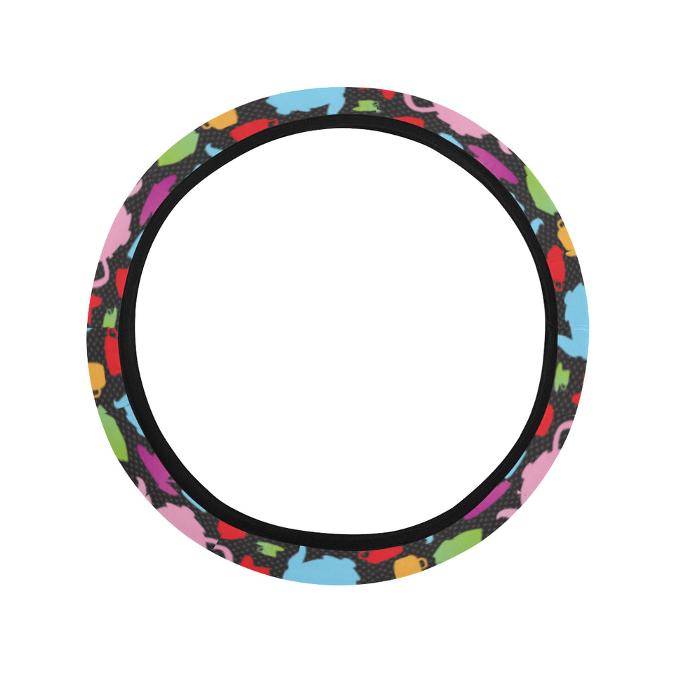 Tea pots Pattern Print Design 01 Car Steering Wheel Cover