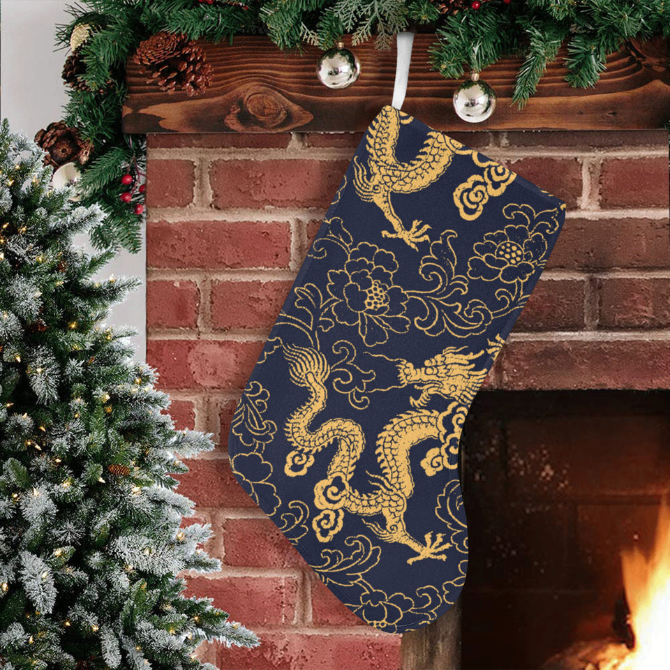 Gold dragon pattern Christmas Stocking