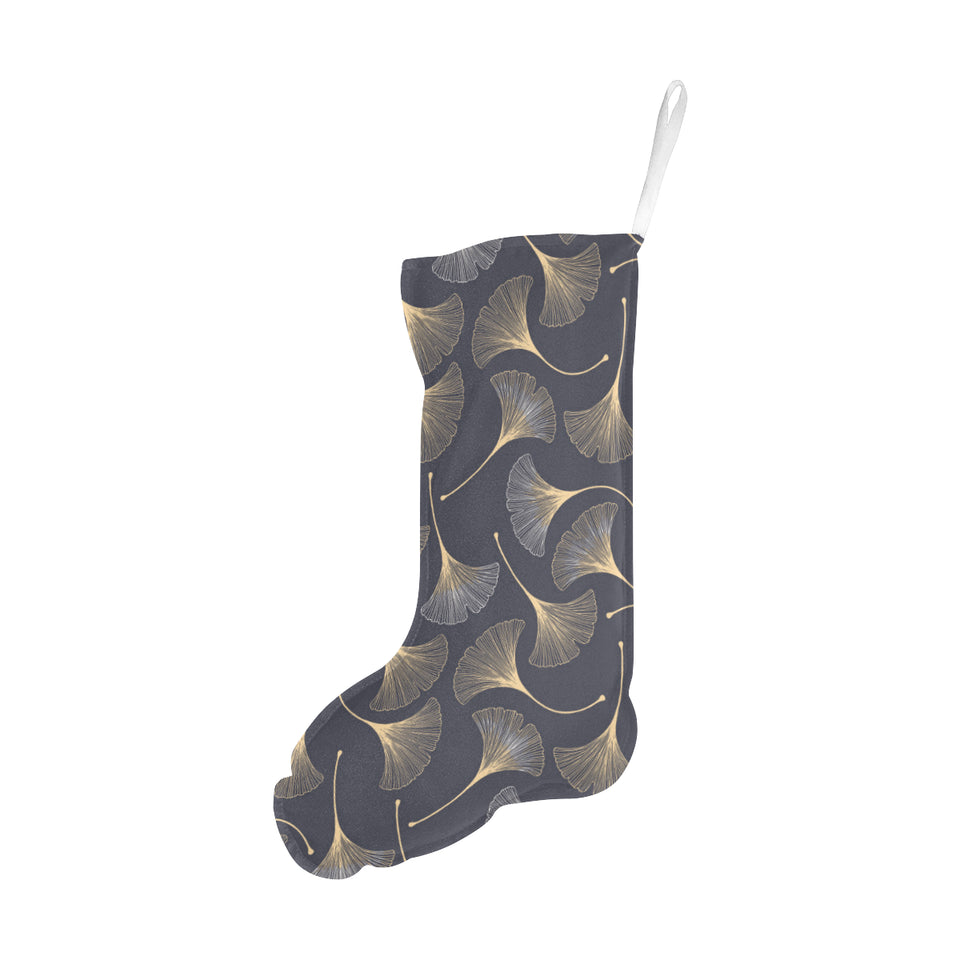 Gold ginkgo leaves Christmas Stocking