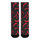 Chili peppers pattern black background Crew Socks