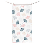 Black Gray Cream coral ginkgo leaves pattern Bath Towel