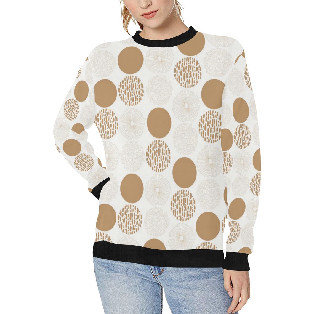 Gold Texture mushroom pattern Women's Crew Neck Sweatshirt