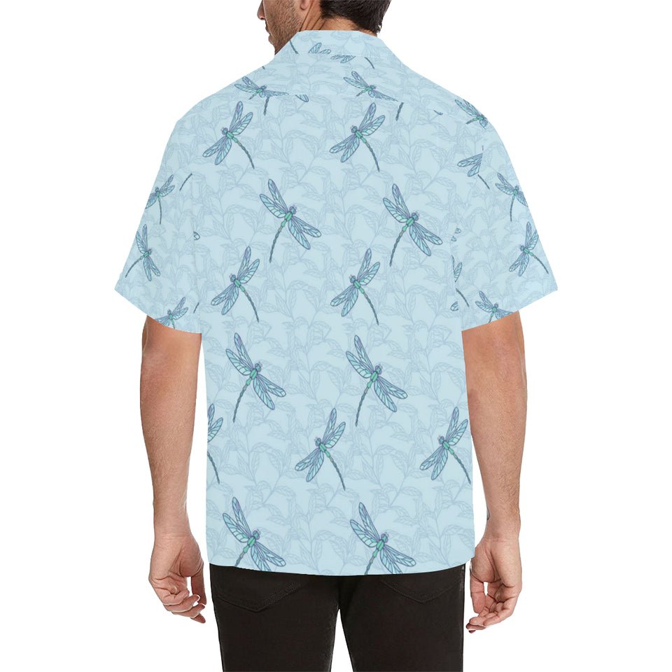 Dragonfly pattern blue background Men's All Over Print Hawaiian Shirt