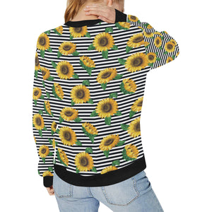 sunflowers ribbon background Women's Crew Neck Sweatshirt