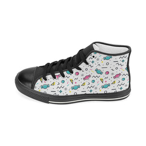 Candy design pattern Women's High Top Canvas Shoes Black