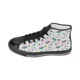Candy design pattern Women's High Top Canvas Shoes Black