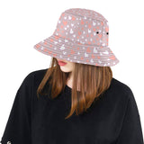 coral white heart pattern Unisex Bucket Hat
